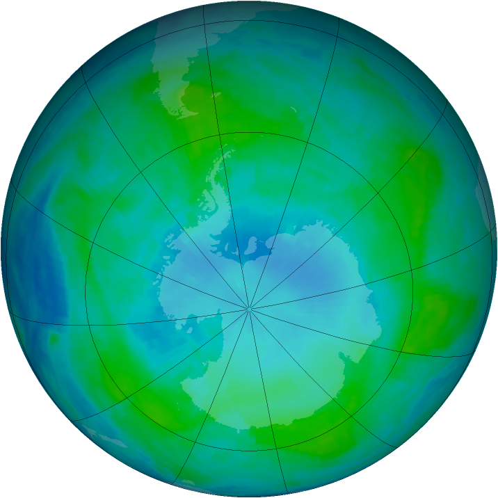 Antarctic ozone map for 30 January 1986